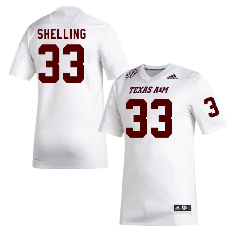 Men #33 Charles Shelling Texas A&M Aggies College Football Jerseys Stitched Sale-White